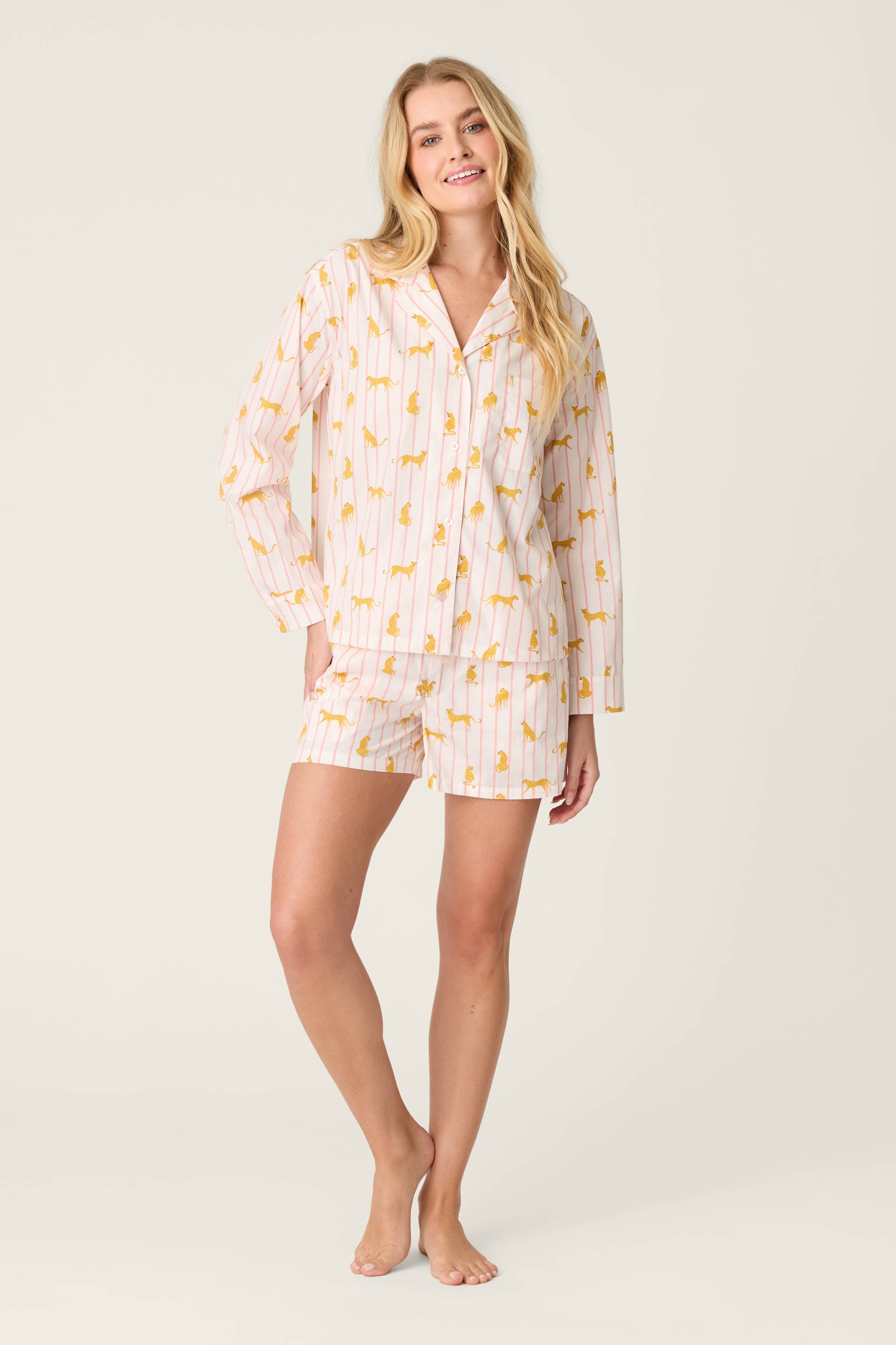 Afterparty Poplin Cheetah Charm Short PJ Set | P.J. Salvage