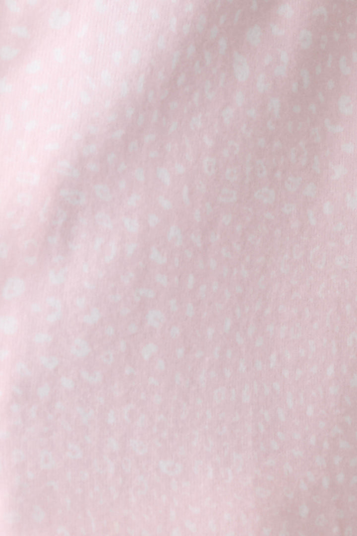 Women's camisole & short sleep set in light pink-ivory leopard dot. Cami has adjustable straps & shelf bra. Short has tie waist. Both with contrast pink striped details.Exclusive collab with Susan G. Komen style.