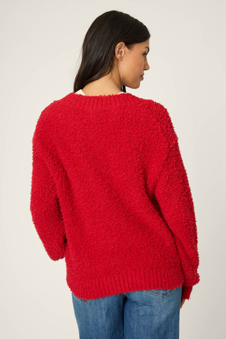 Bundle Up Boucle Red Cardigan - Cardigan - P.J. Salvage