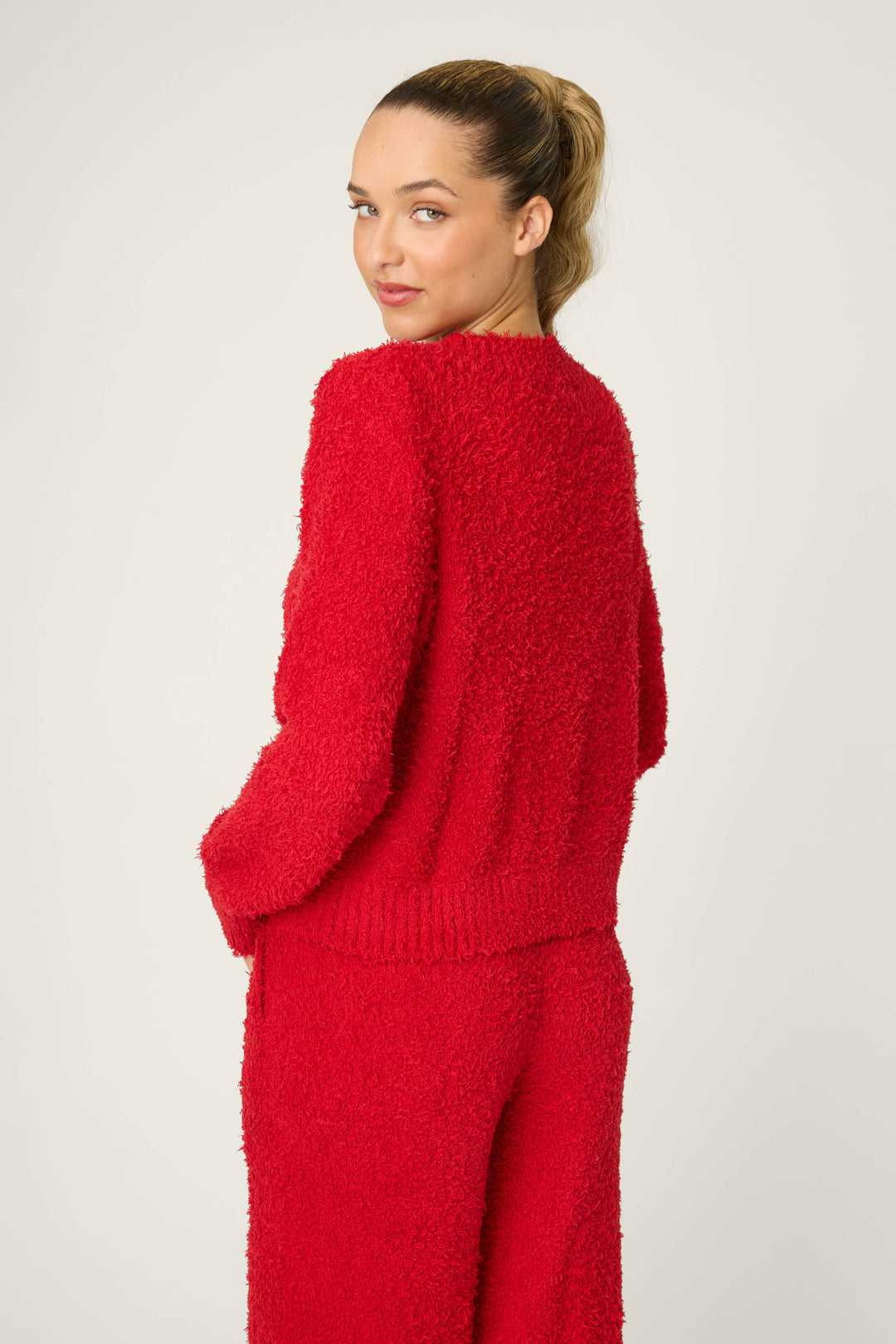 Bundle Up Boucle Red Long Sleeve Top - Long Sleeve Top - P.J. Salvage
