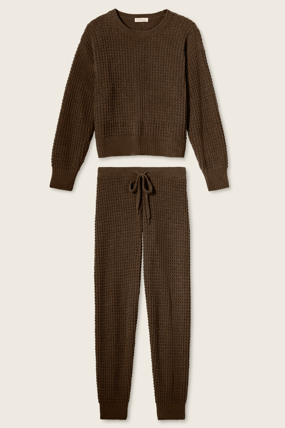 Chenille Waffle Chocolate Lounge Set - Lounge Sets - P.J. Salvage