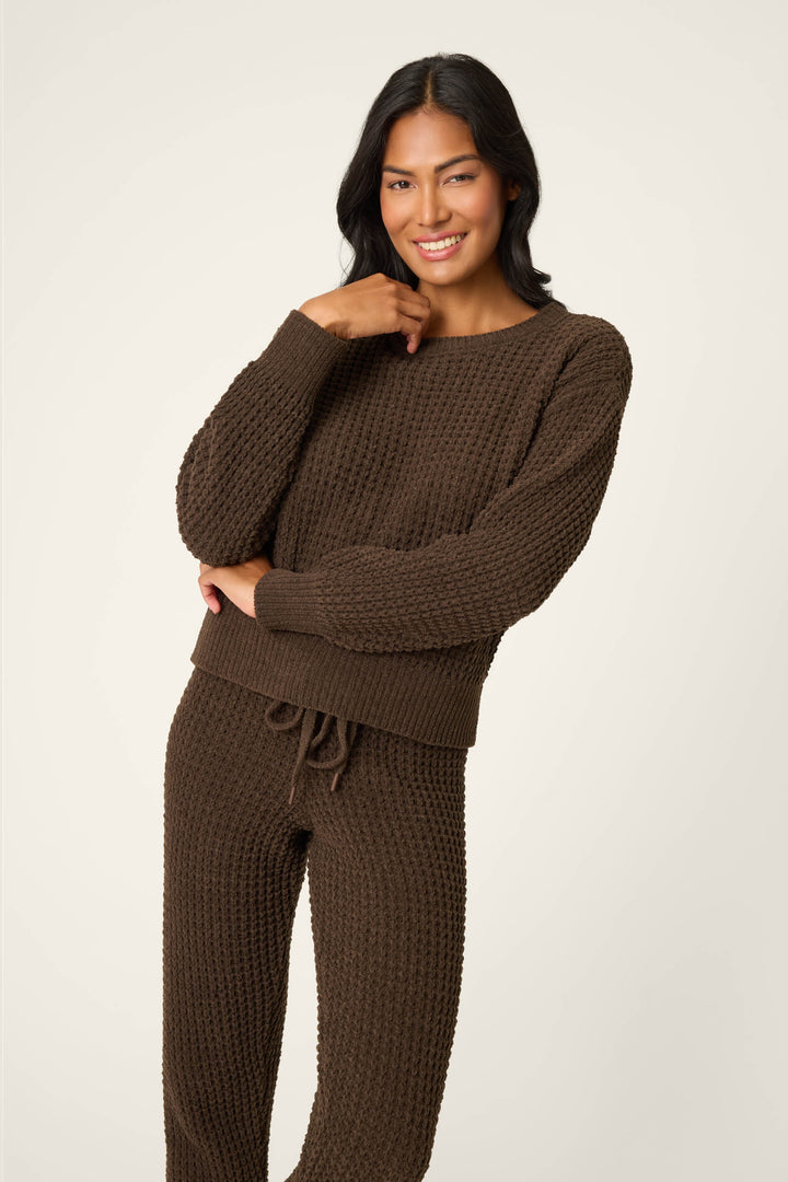 Chenille Waffle Chocolate Lounge Set - Lounge Sets - P.J. Salvage