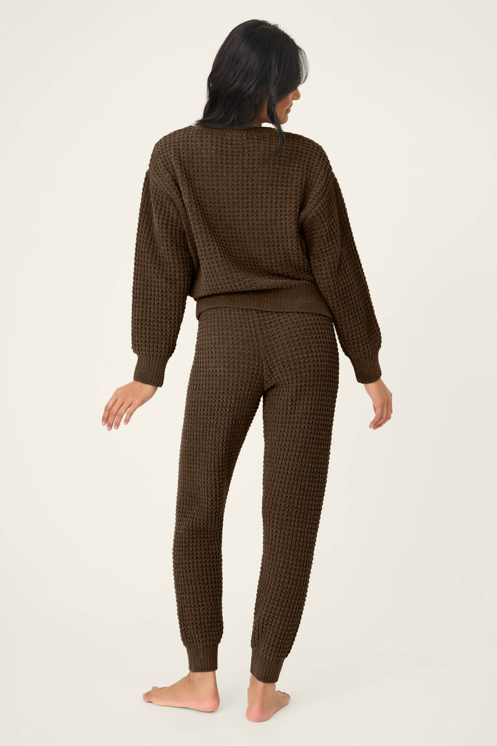 Chenille Waffle Chocolate Lounge Set - Lounge Sets - P.J. Salvage