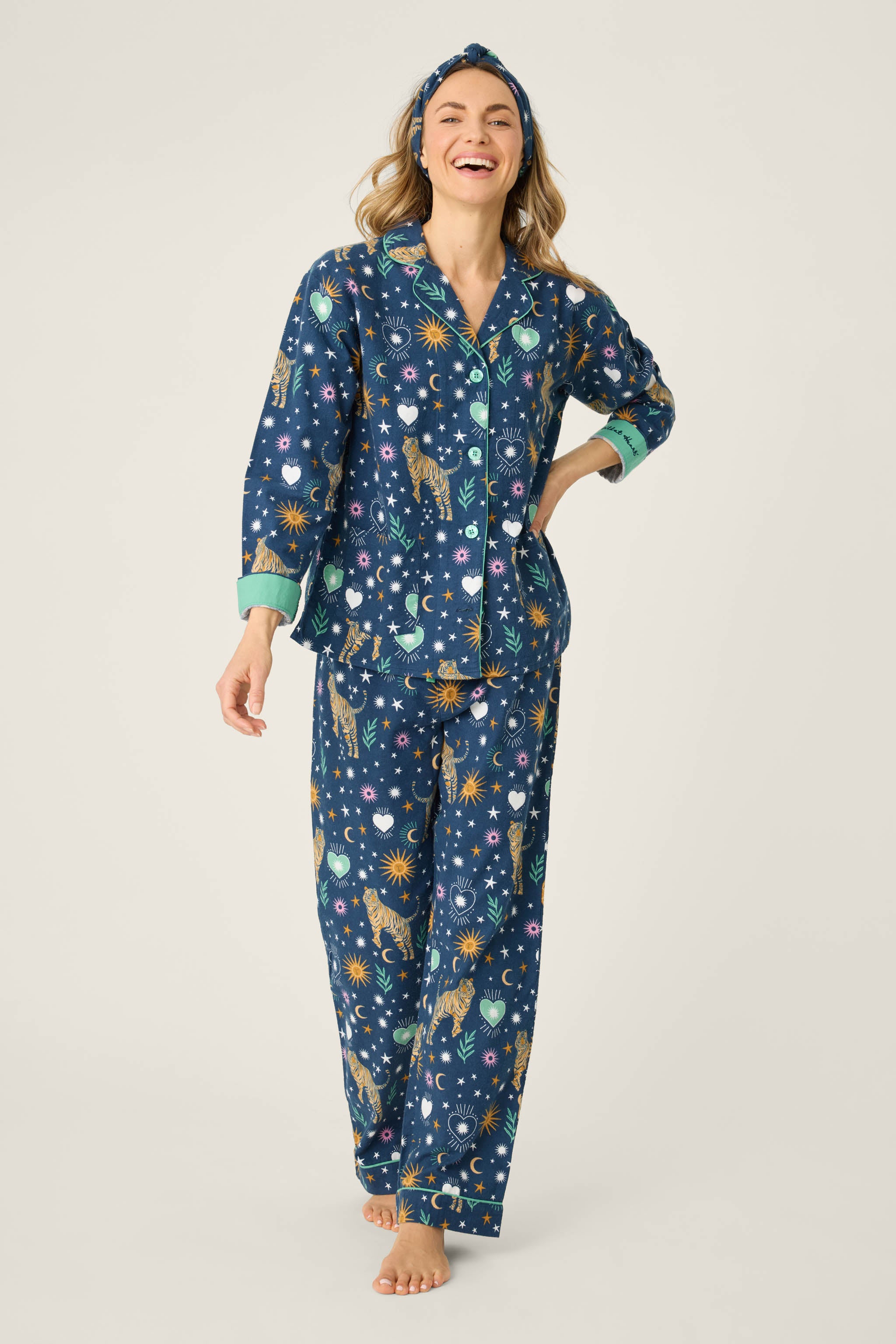 Women's Navy Flannel Tiger Print PJ Set – Salvage