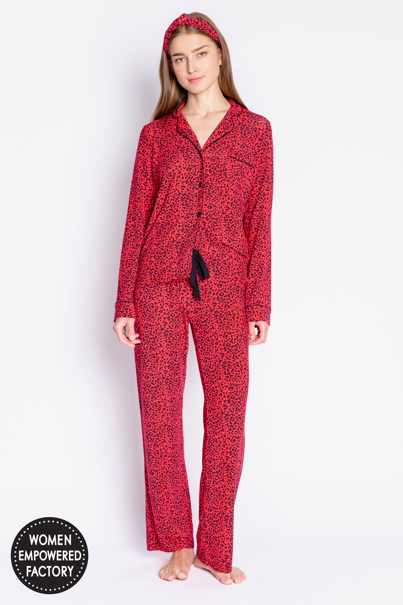 Women's PJ Set In RedBlack Leopard Print P.J. Salvage