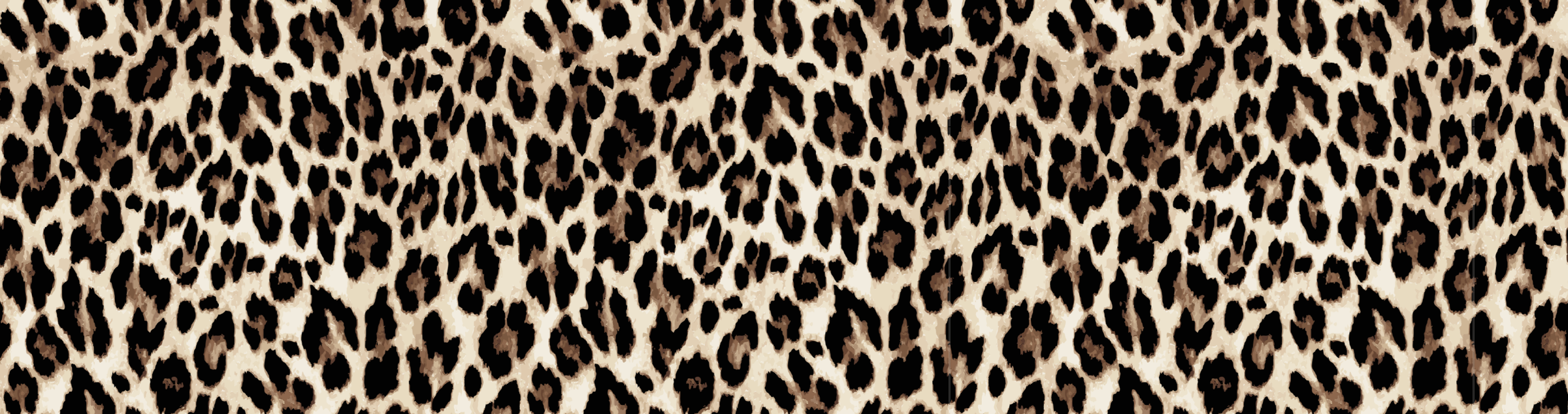Seamless leopard print pattern with irregular black and dark brown spots on a light beige background, creating an animal-inspired, repeating textile or wallpaper design.