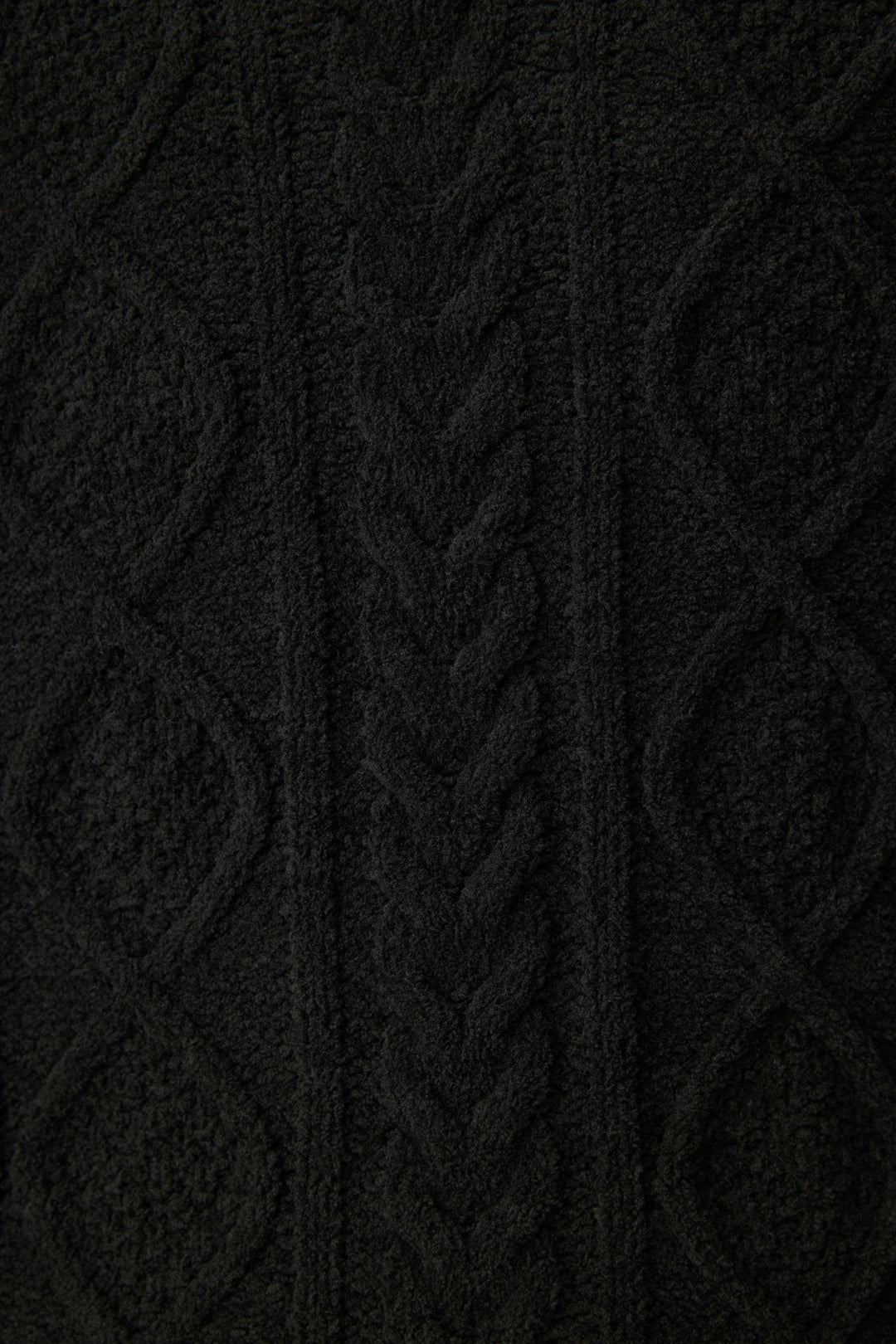 Chenille Cable Knit Black Slippers