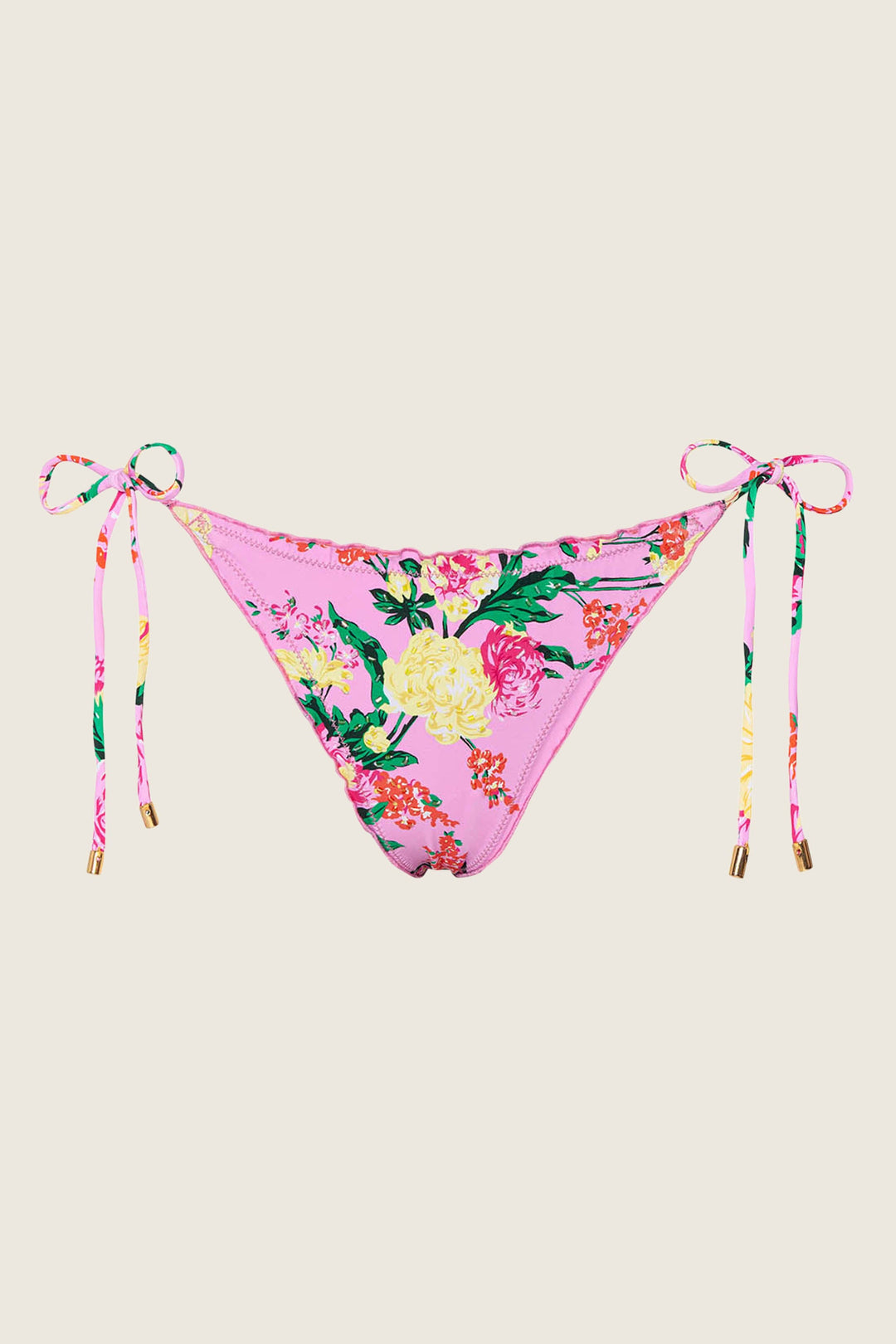 PJS x PQ Swim Dahlia Embroidered Lettuce Edge Tie Side Bottom