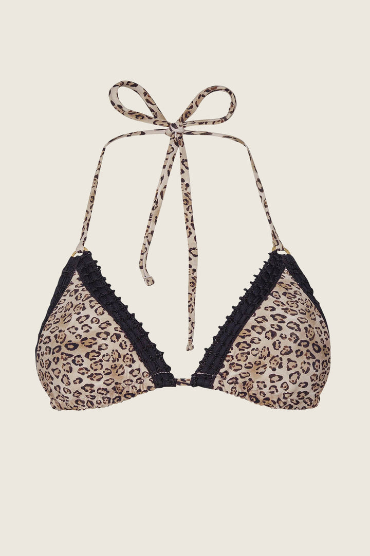 PJS x PQ Swim Leopard Kyle Crochet Trim Triangle Top