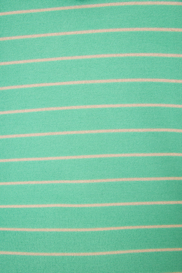 The Peace & Pawlidays Green Stripe Hoodie by P.J. Salvage features soft green fabric with thin white holiday stripes—ideal for cozy lounging or a relaxed, festive look.