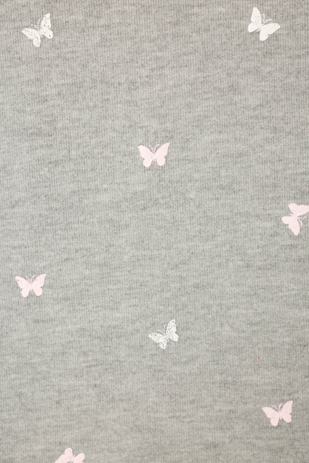 The Peachy Mix & Match Butterfly Kisses Shorts by P.J. Salvage are heather grey sleep shorts in soft, ribbed jersey fabric with a pink and white butterfly print.
