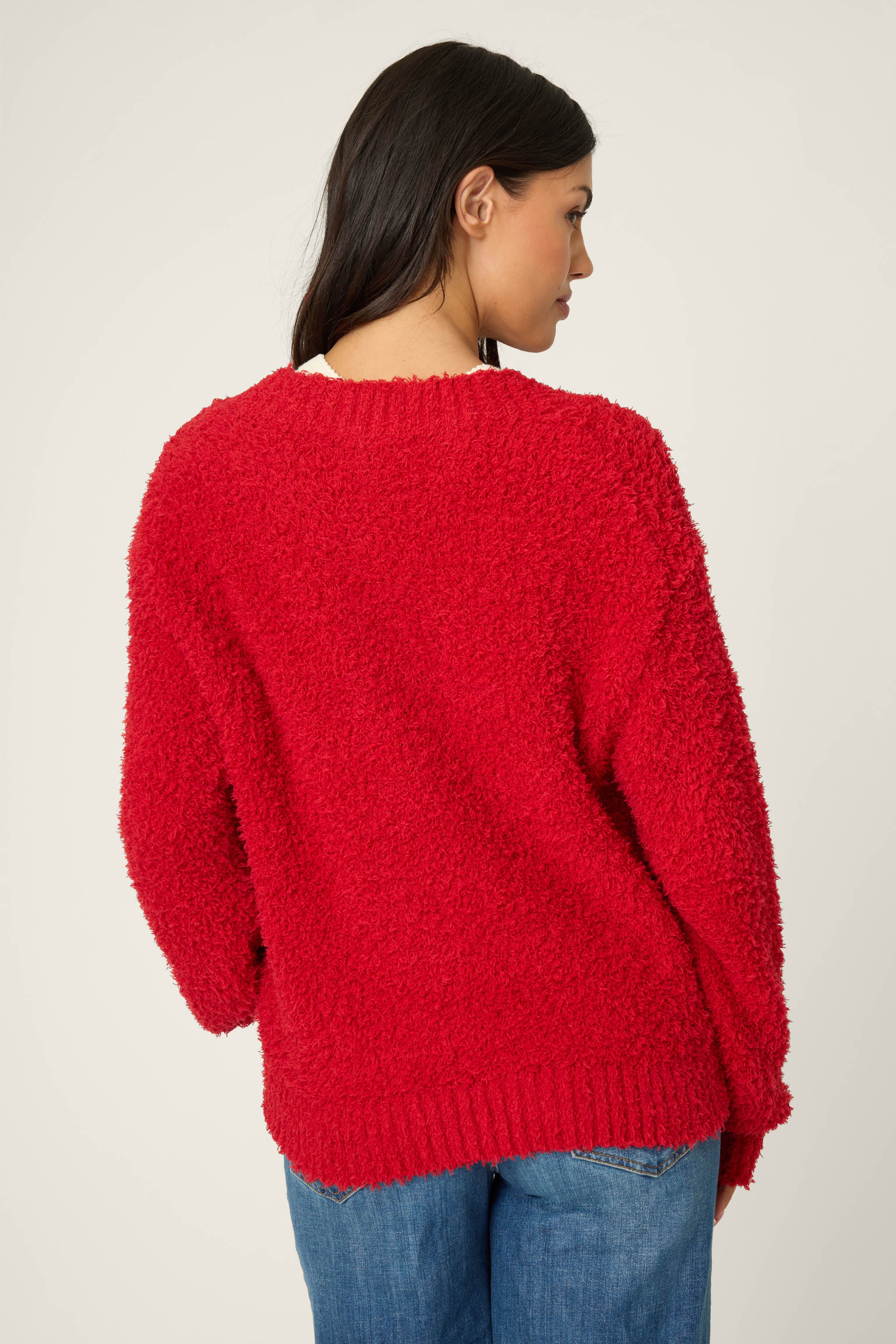 Women's Red Bouclé Cardigan with Pockets – P.J. Salvage