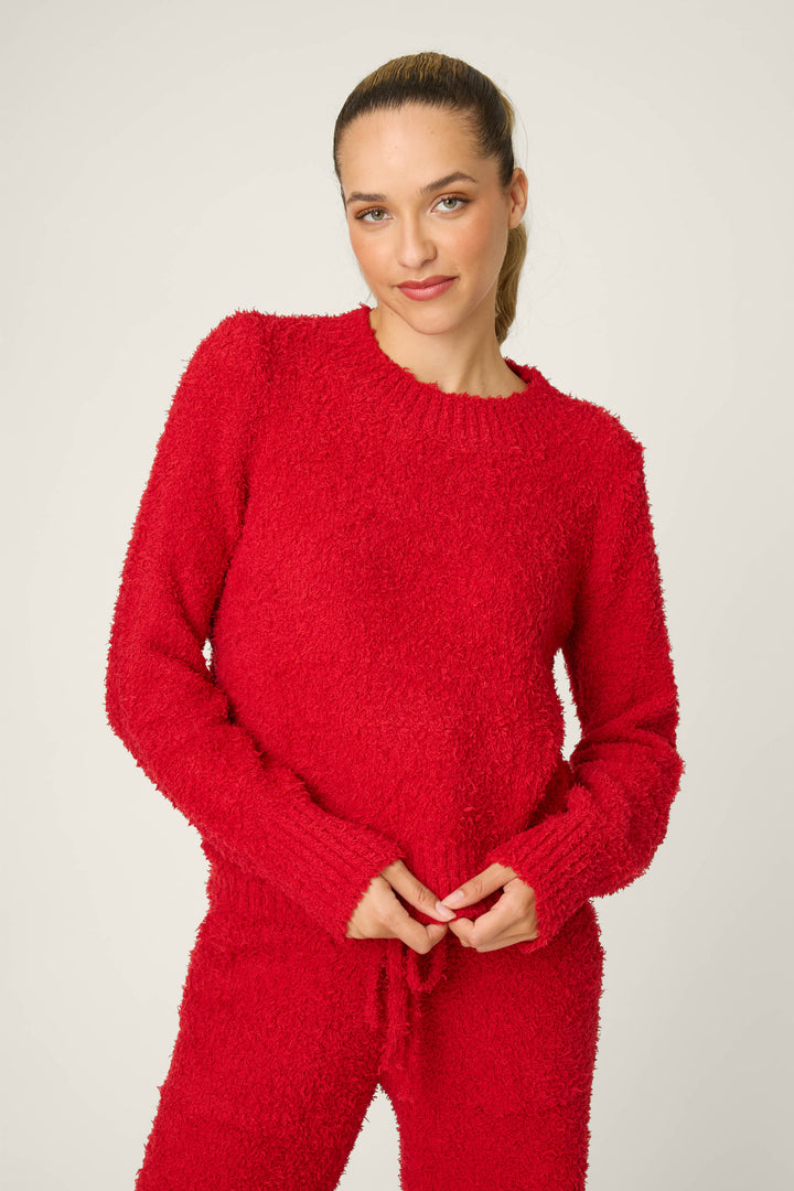 Bundle Up Boucle Red Long Sleeve Top - Long Sleeve Top - P.J. Salvage