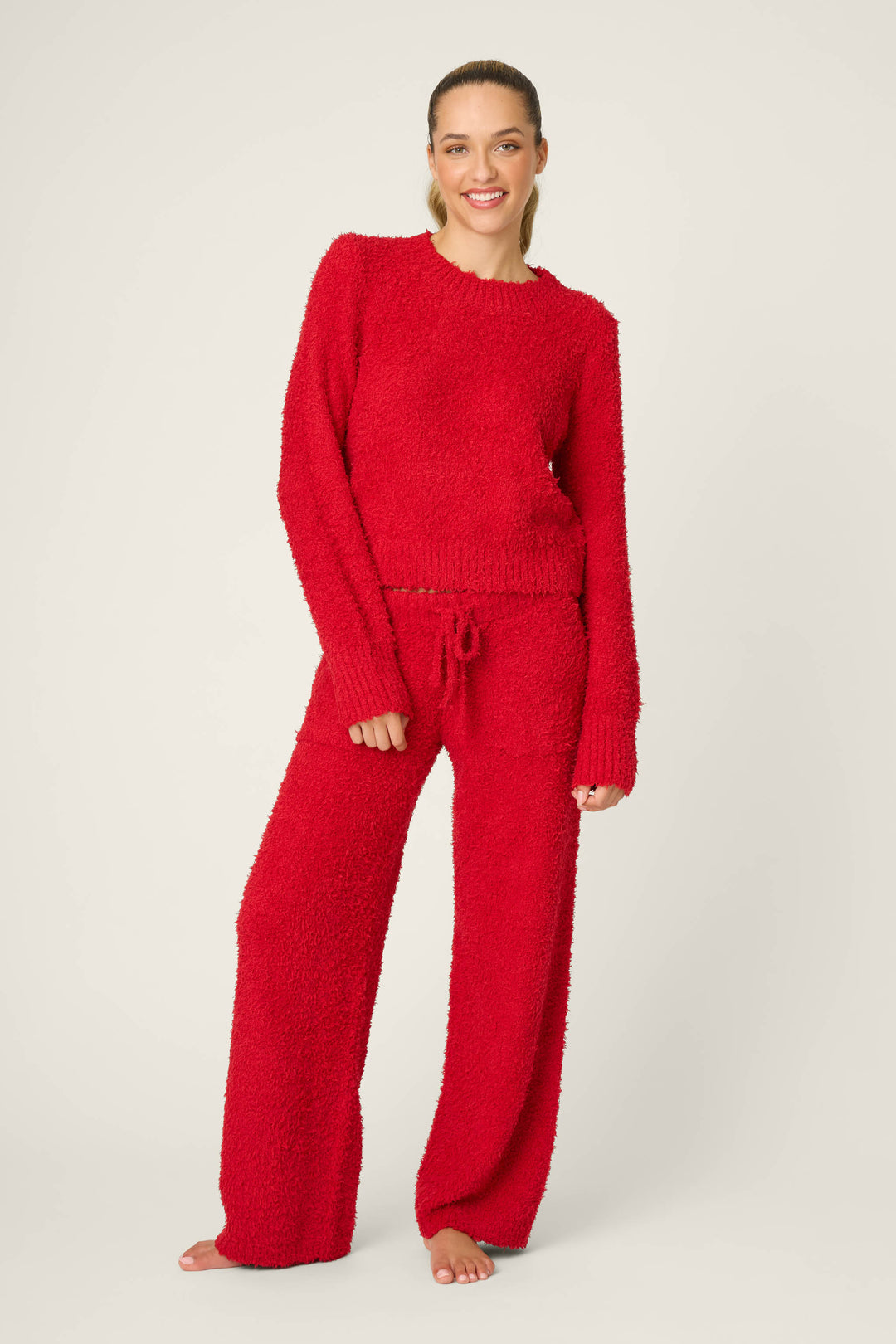 Bundle Up Boucle Red Open Leg Pants - Open Leg Pants - P.J. Salvage
