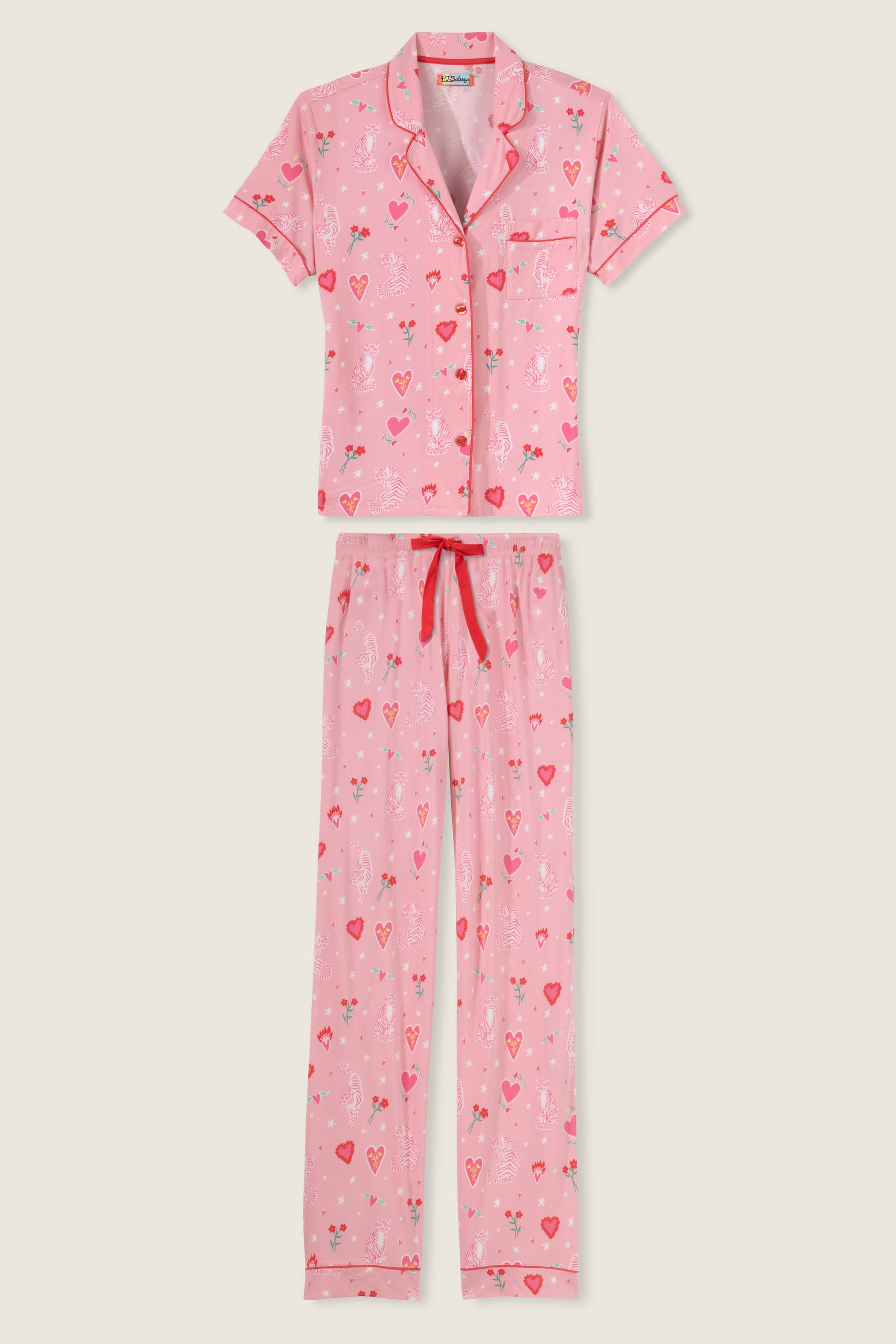 Pink Tiger & Heart Cotton-Modal Pajama Se – P.J. Salvage