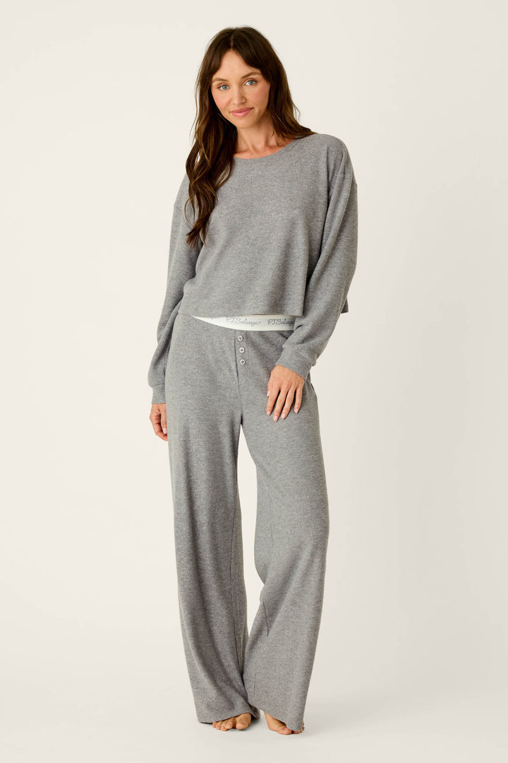 Boyfriend Boxer Dark Grey Sparkle Long Sleeve PJ Set