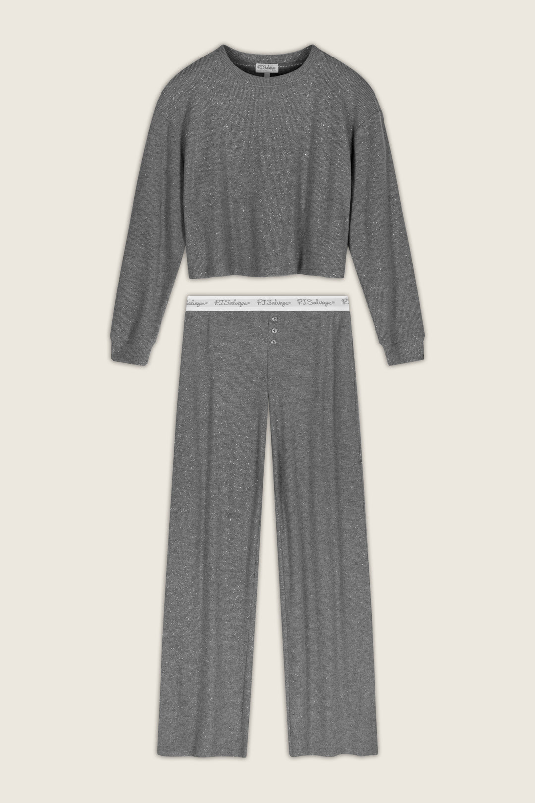 Boyfriend Boxer Dark Grey Sparkle Long Sleeve PJ Set