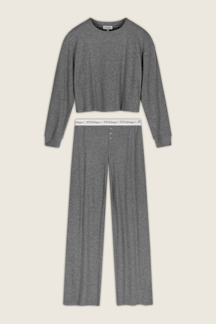 Boyfriend Boxer Dark Grey Sparkle Long Sleeve PJ Set