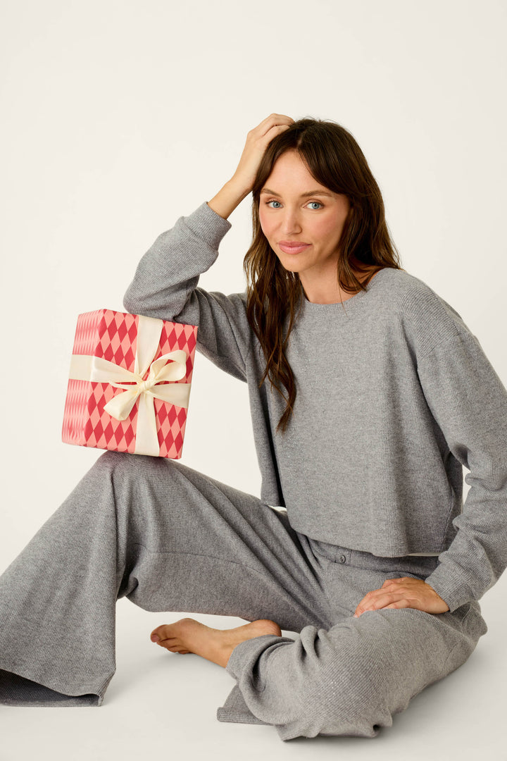 Boyfriend Boxer Dark Grey Sparkle Long Sleeve PJ Set