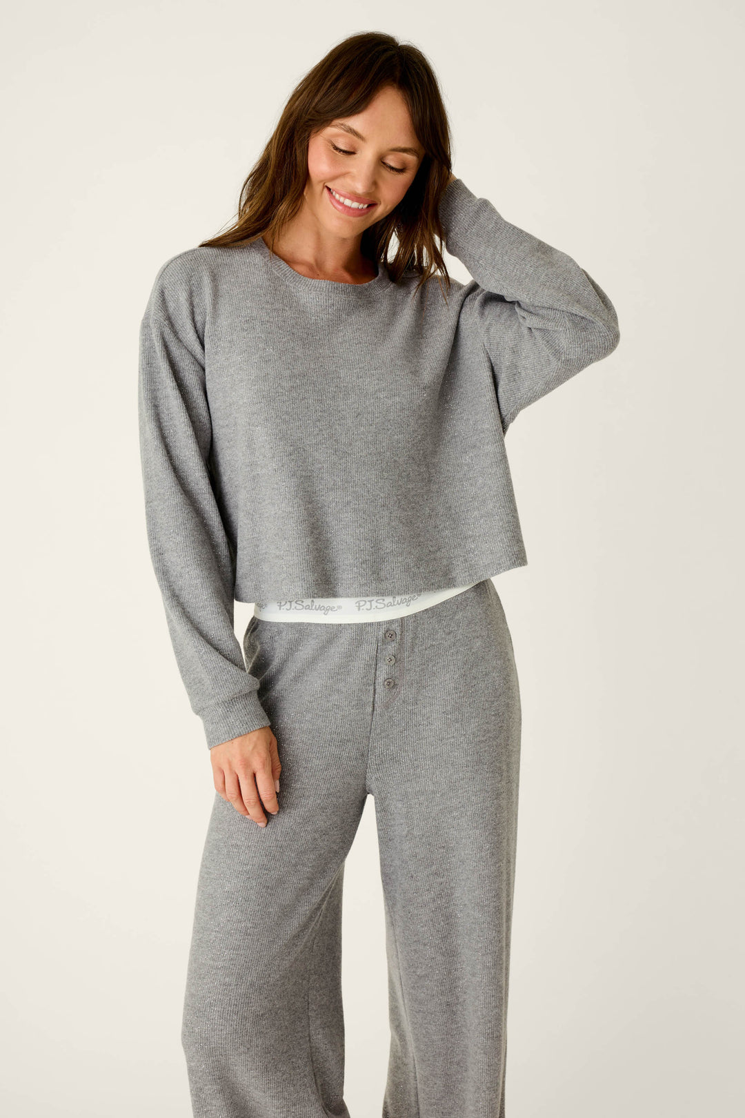 Boyfriend Boxer Dark Grey Sparkle Long Sleeve PJ Set