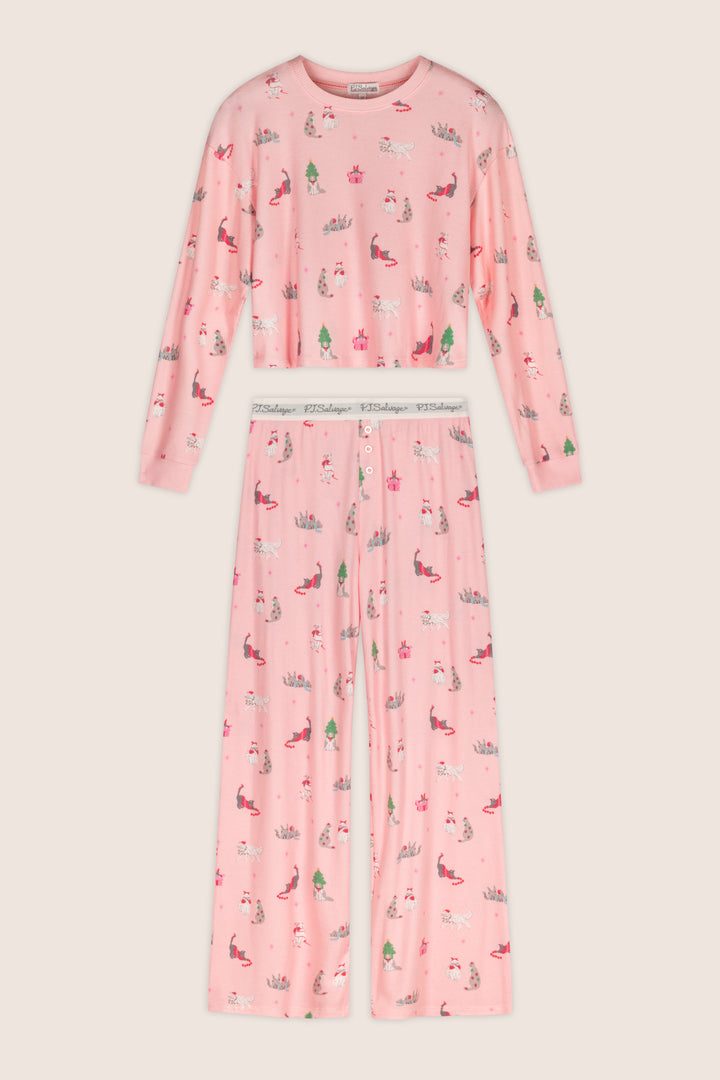 Boyfriend Boxer Deck the Paws Long Sleeve PJ Set