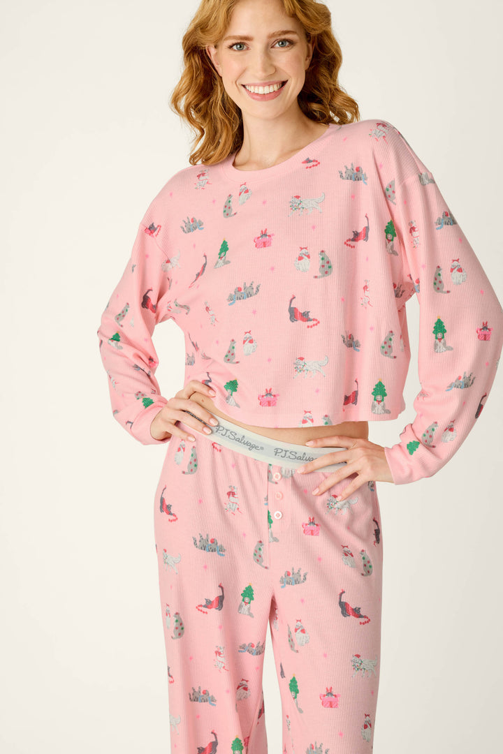 Boyfriend Boxer Deck the Paws Long Sleeve PJ Set