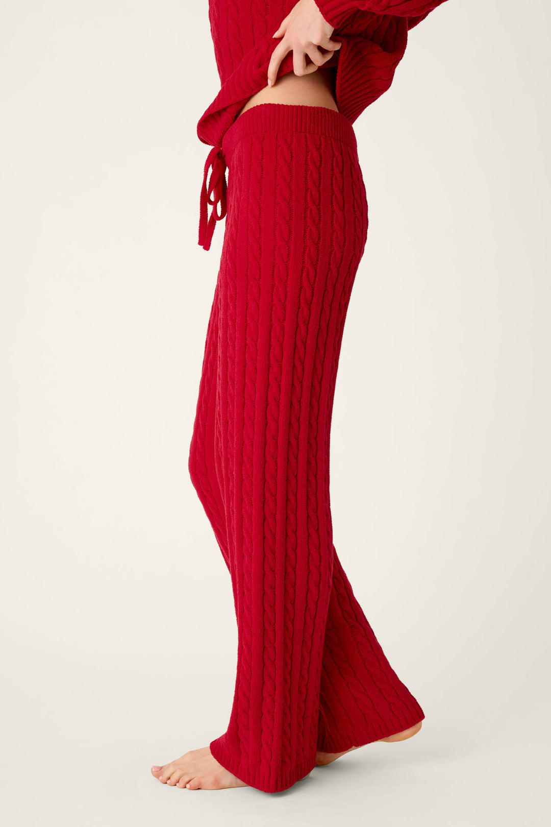Cozy Chenille Cable Knit Red Lounge Pants