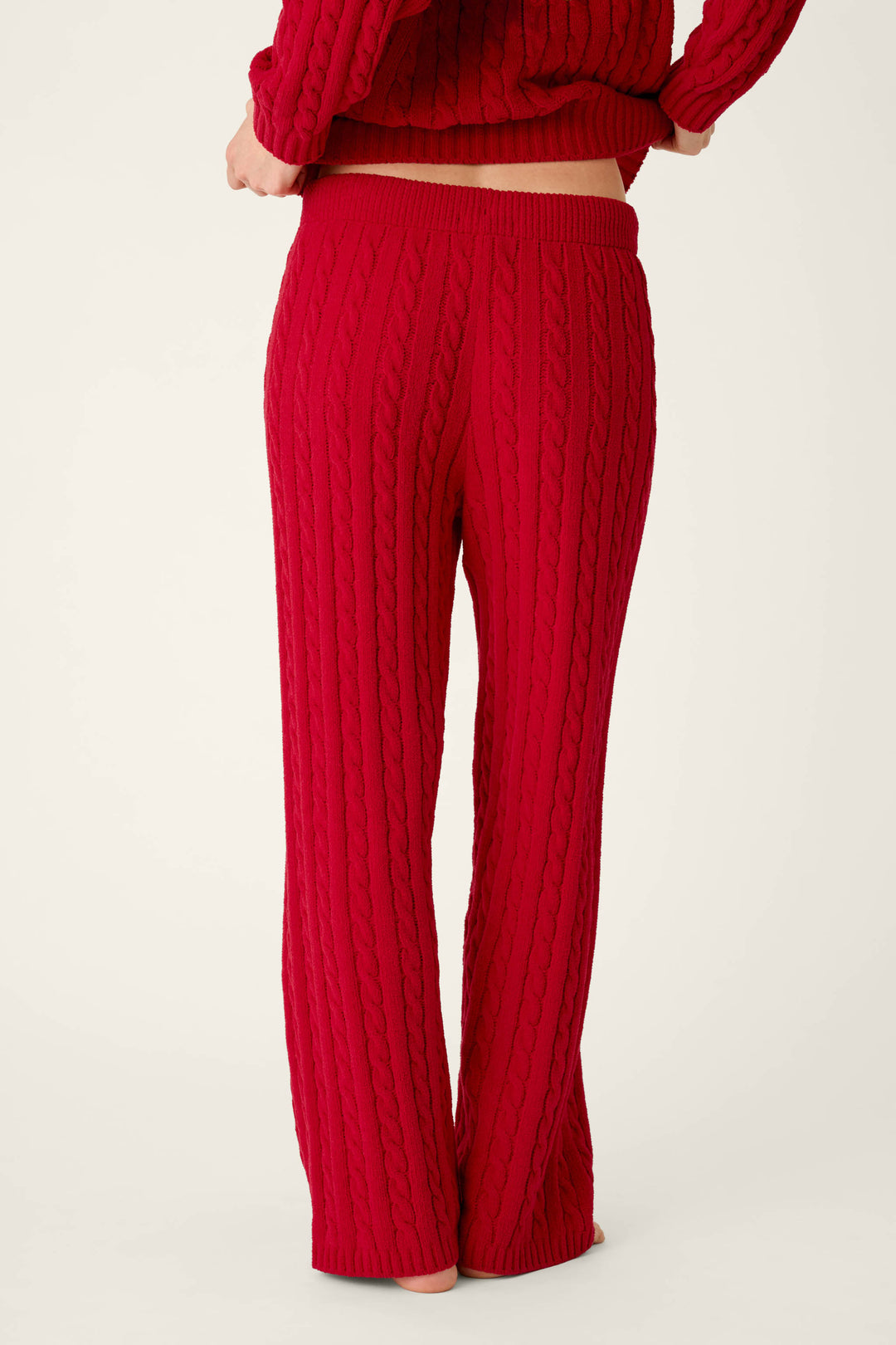 Cozy Chenille Cable Knit Red Lounge Pants