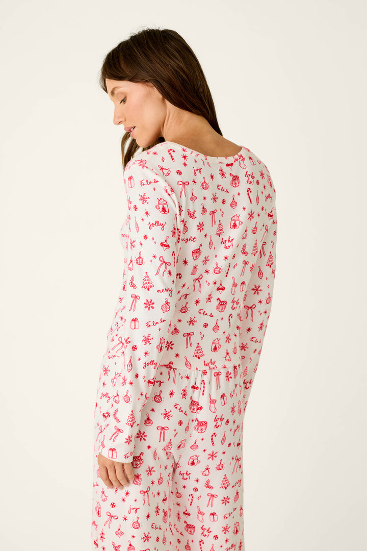 Femme de Noel Holiday Print Long Sleeve Top