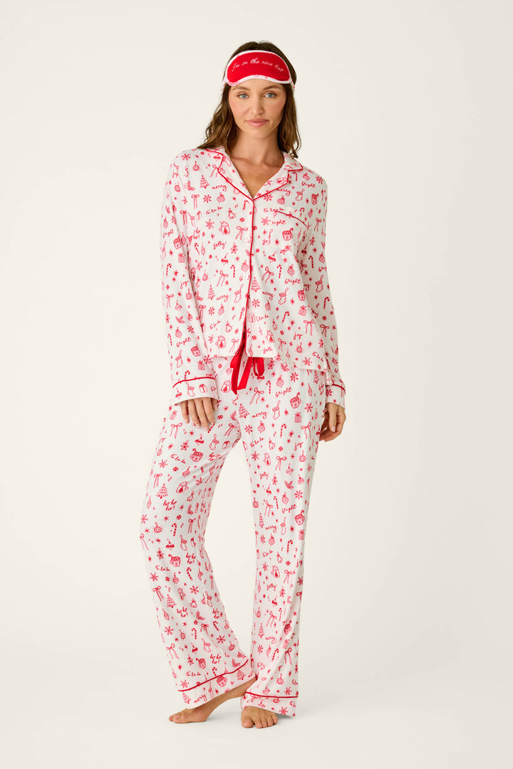 Femme de Noel Holiday Print 3-Piece PJ Set