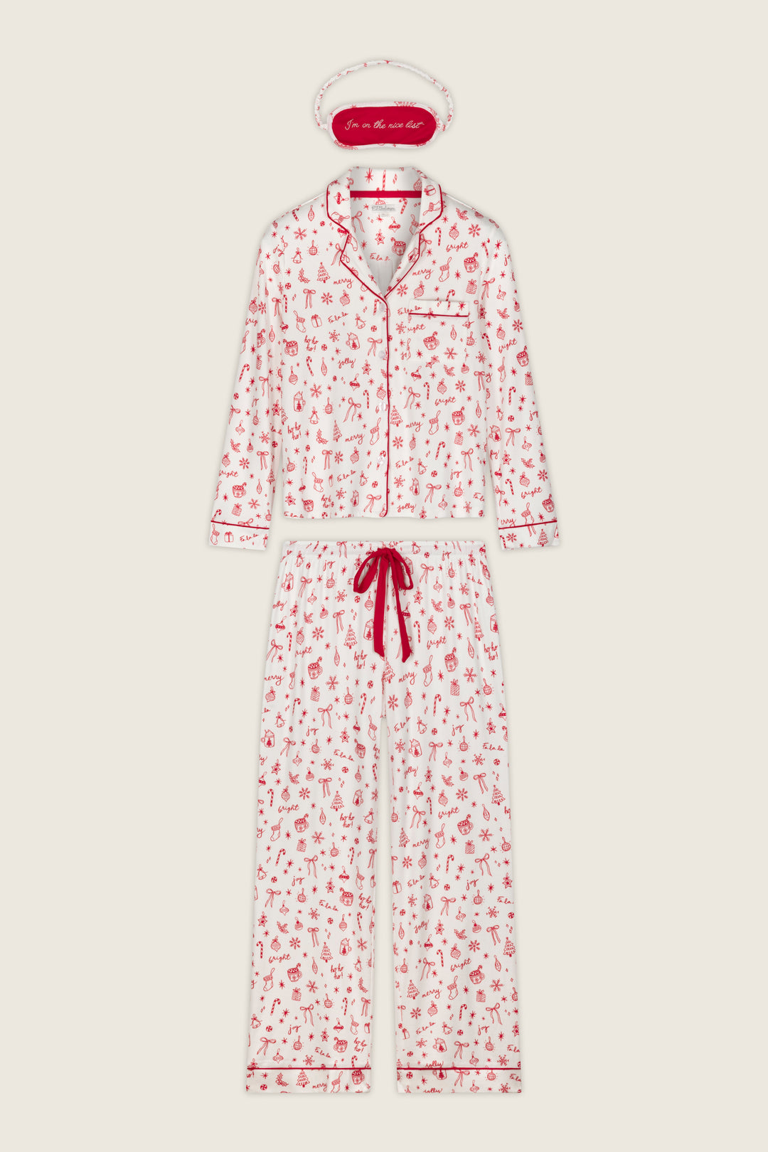 Femme de Noel Holiday Print 3-Piece PJ Set