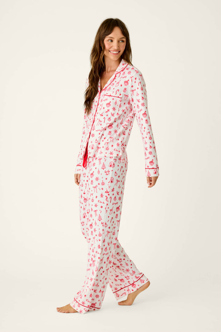 Femme de Noel Holiday Print 3-Piece PJ Set
