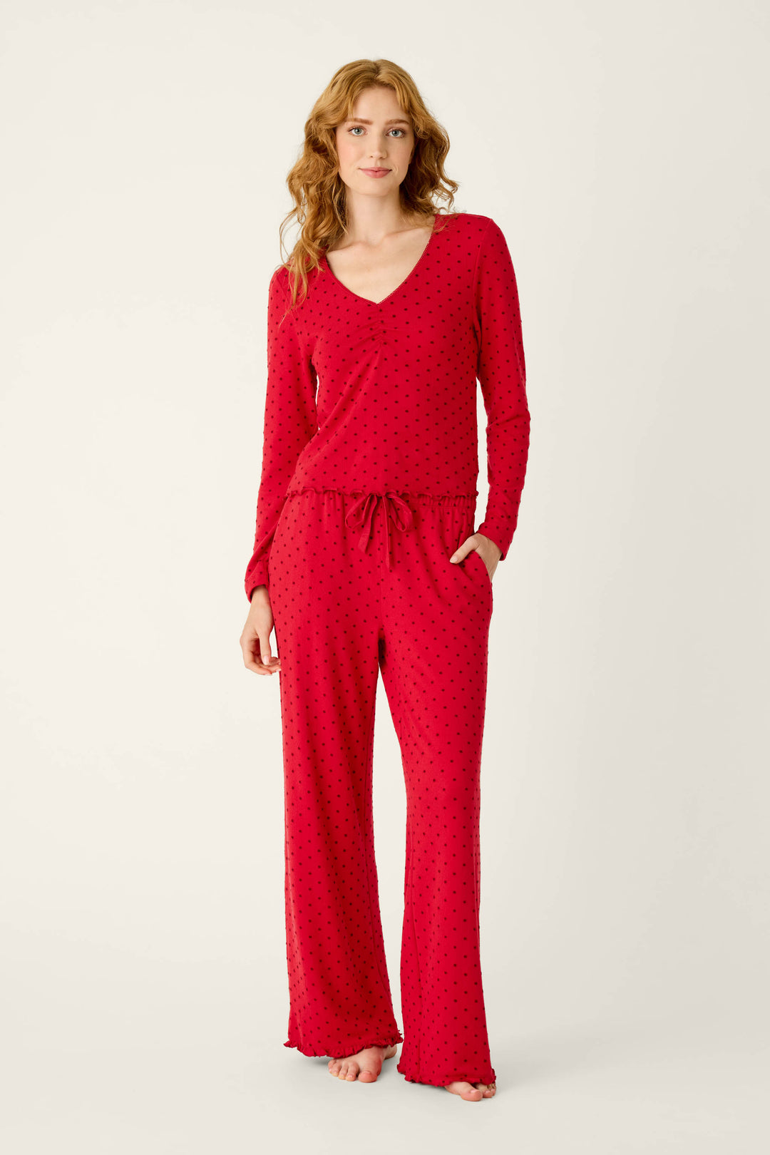Femme de Noel Tonal Dot Long Sleeve PJ Set