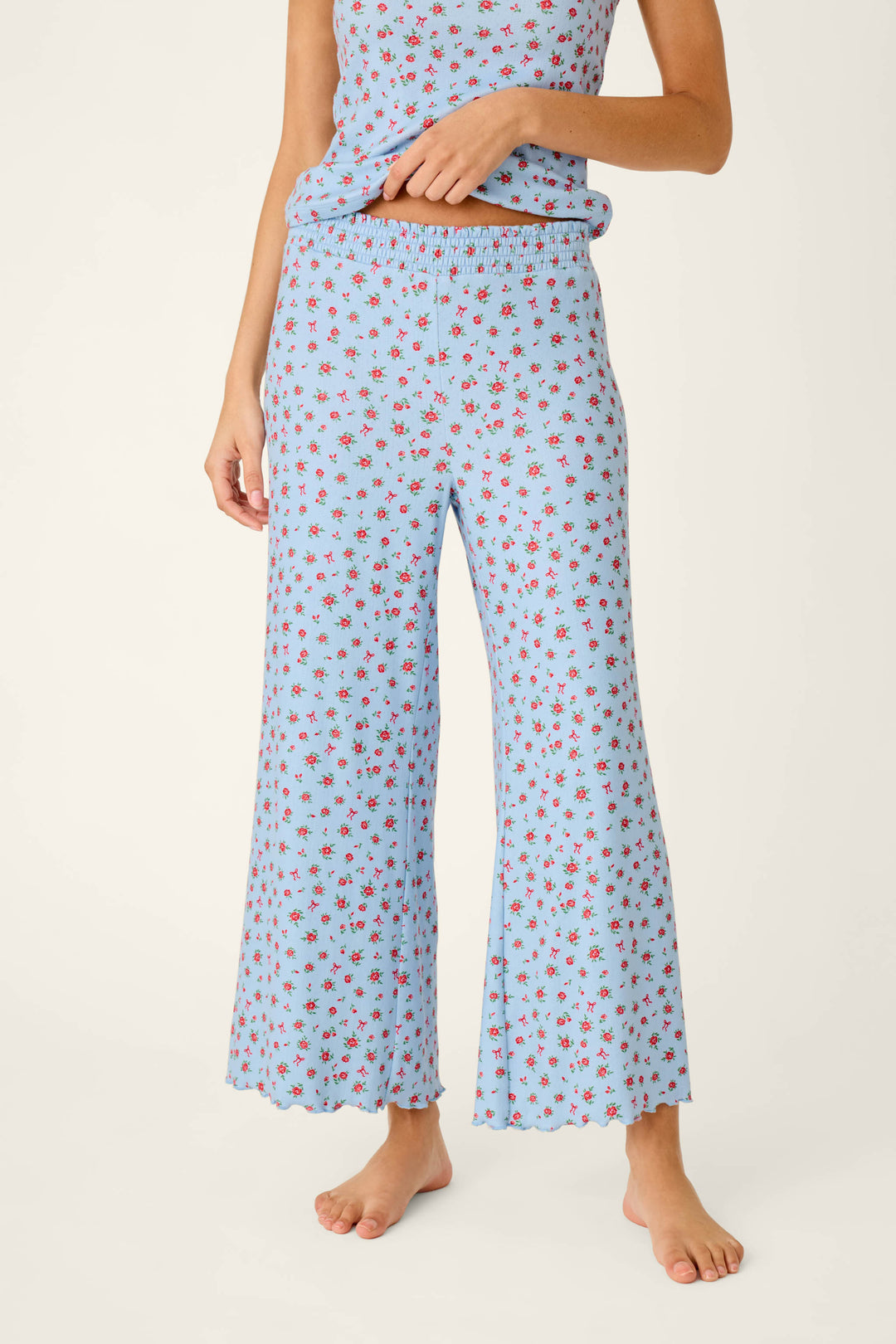 Festive Florals Blue Floral Print Pajama Pants