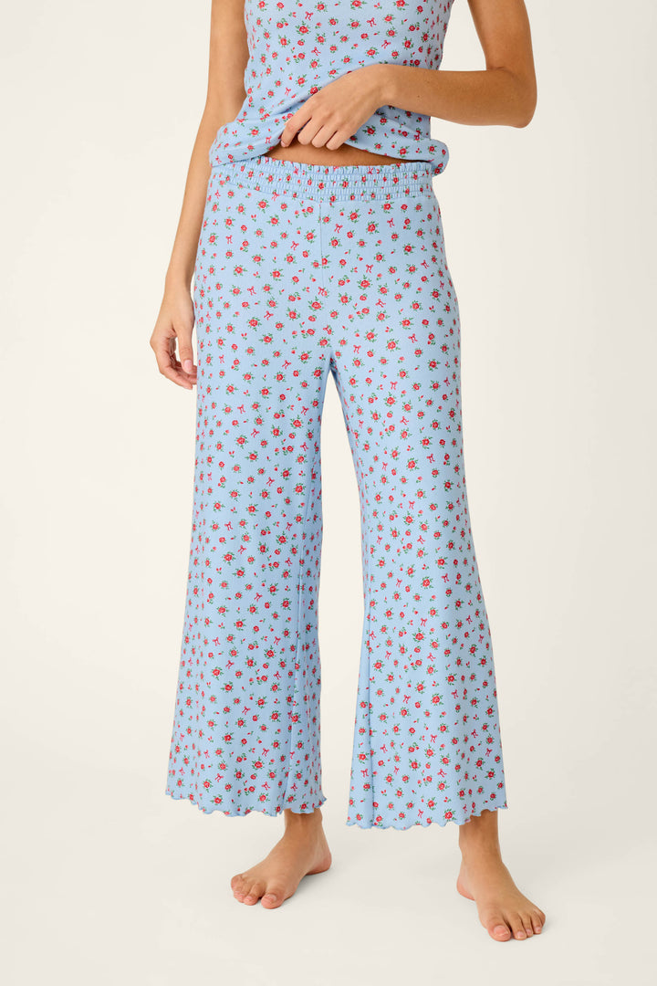 Festive Florals Blue Floral Print Pajama Pants