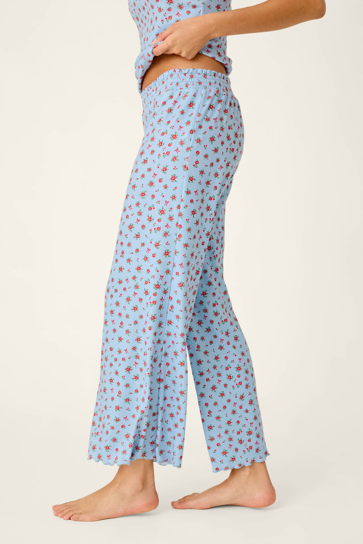 Festive Florals Blue Floral Print Pajama Pants
