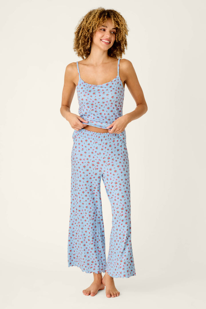 Festive Florals Blue Floral Print Pajama Pants