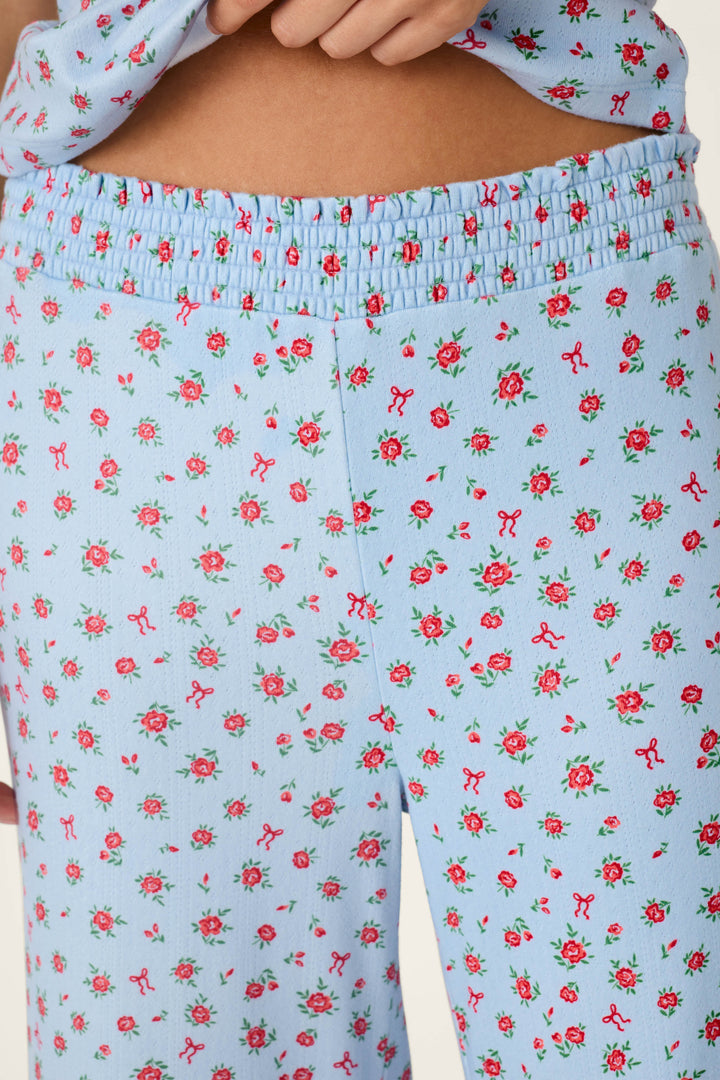 Festive Florals Blue Floral Print Pajama Pants