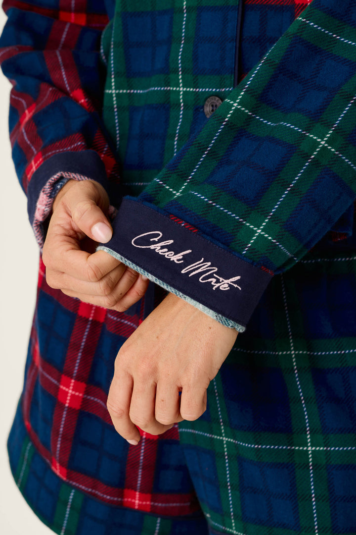 Check Mate Plaid Flannel 3-Piece Short PJ Set