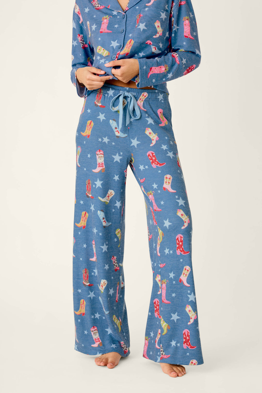 Howdy Holidays Cowboy Boots & Star Print Pajama Pants