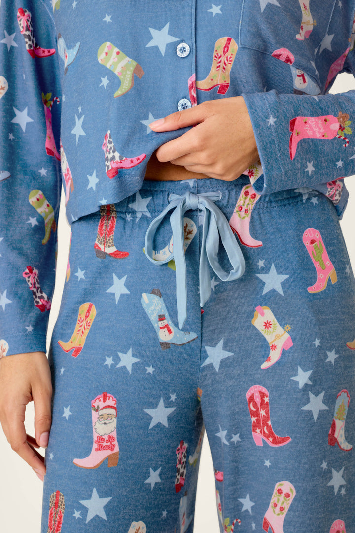 Howdy Holidays Cowboy Boots & Star Print Pajama Pants