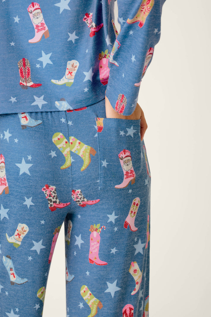 Howdy Holidays Cowboy Boots & Star Print Pajama Pants