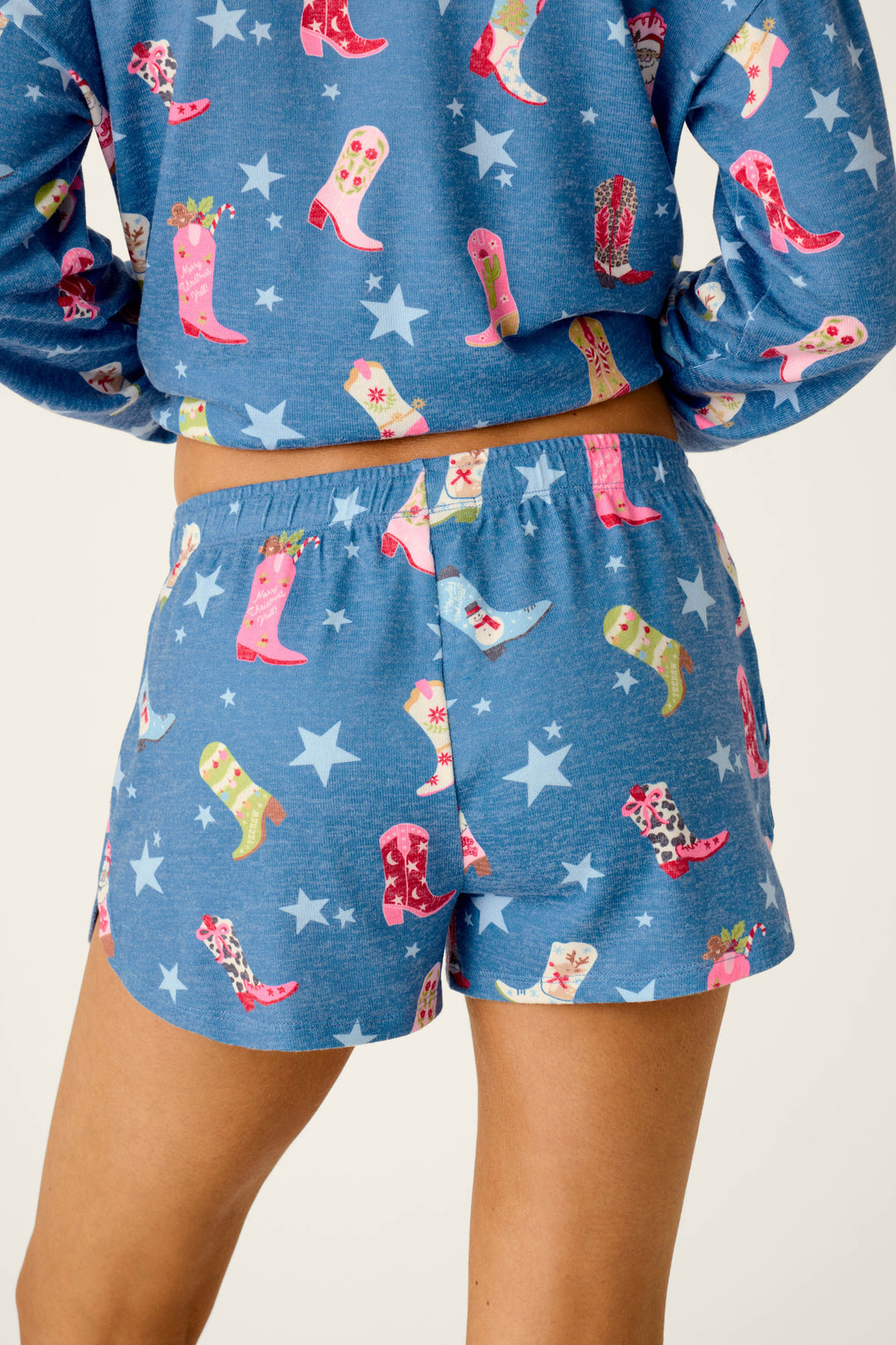 Howdy Holidays Cowboy Boots & Star Print Pajama Shorts