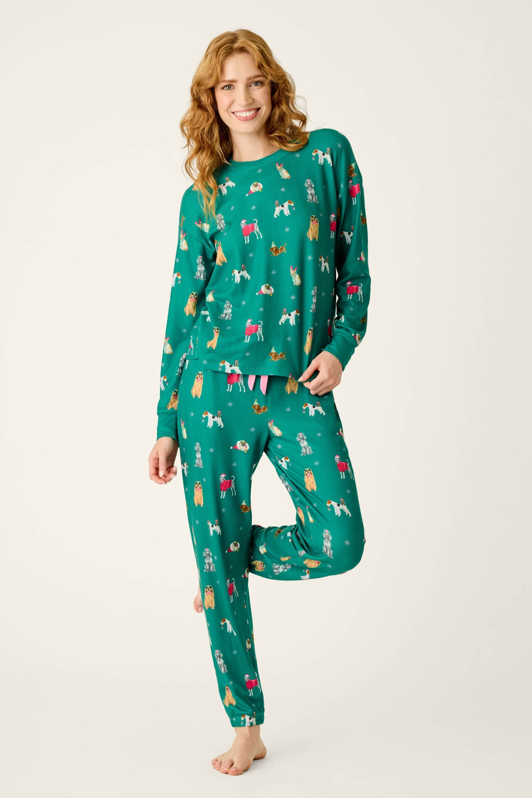 Happy Pawlidays Merry Mutts Dog Print Long Sleeve Top