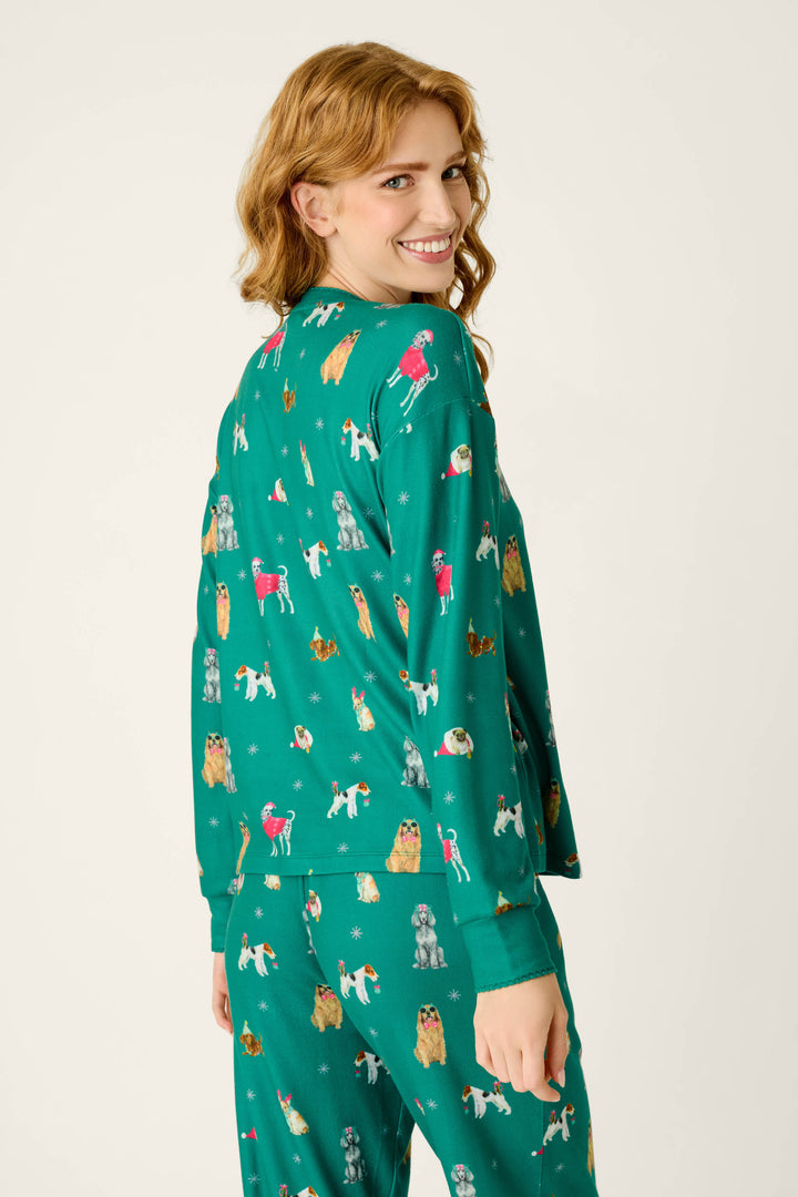 Happy Pawlidays Merry Mutts Dog Print Long Sleeve Top