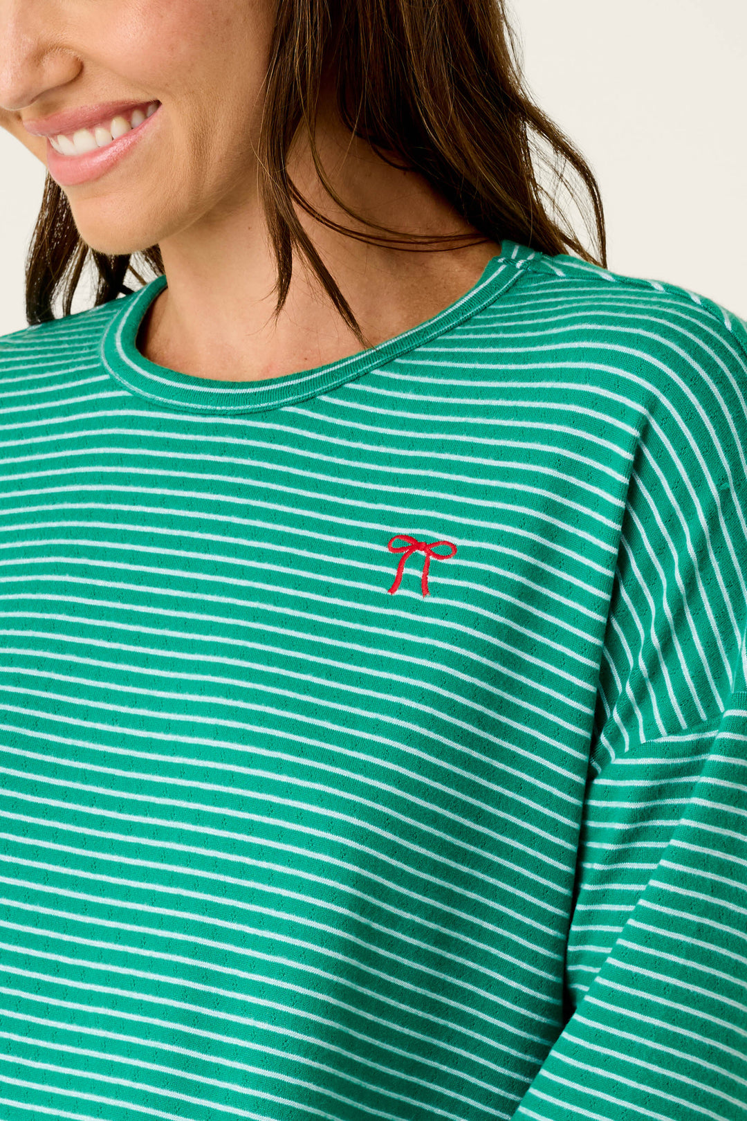 Icon Stripes Green Long Sleeve PJ Set