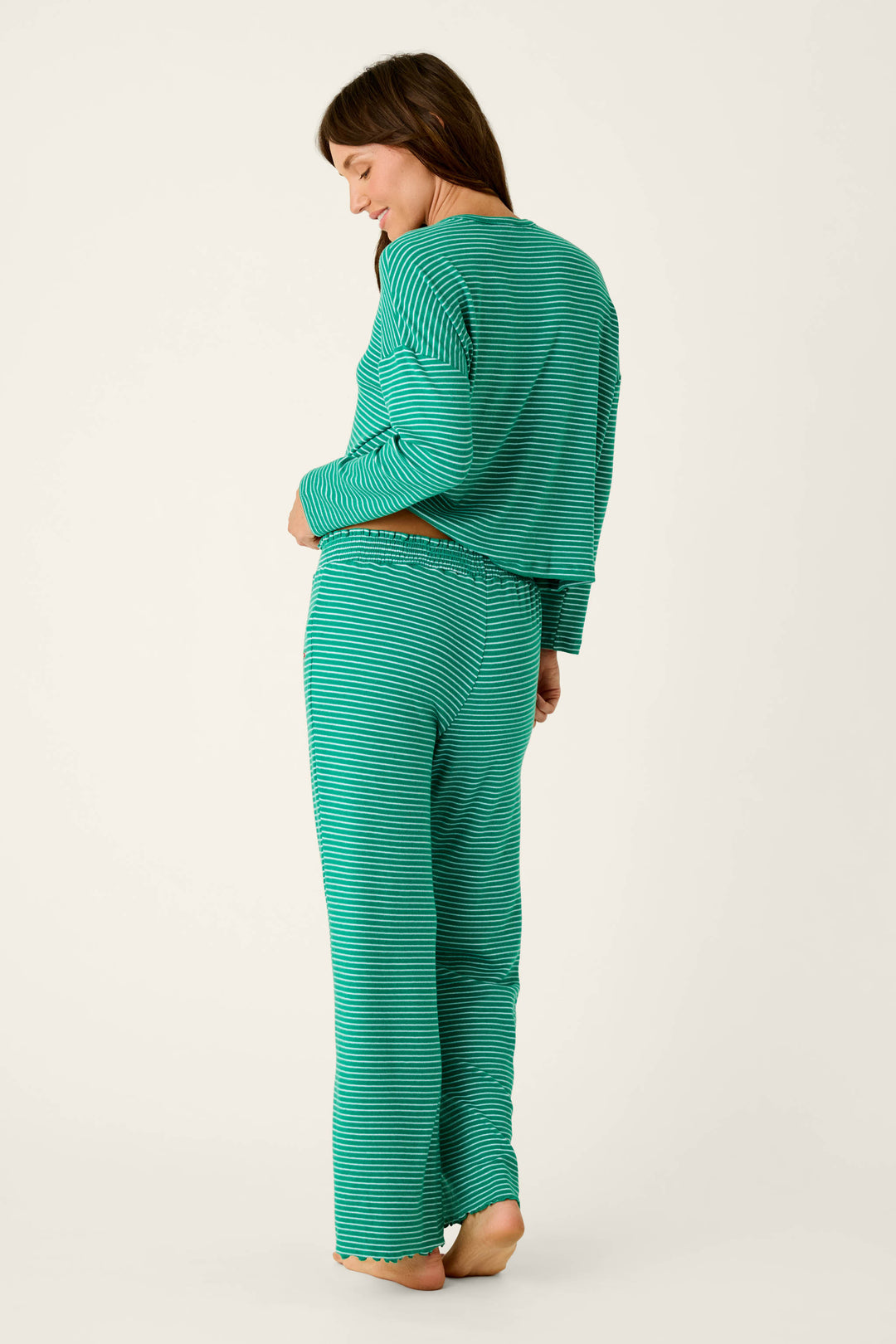 Icon Stripes Green Long Sleeve PJ Set