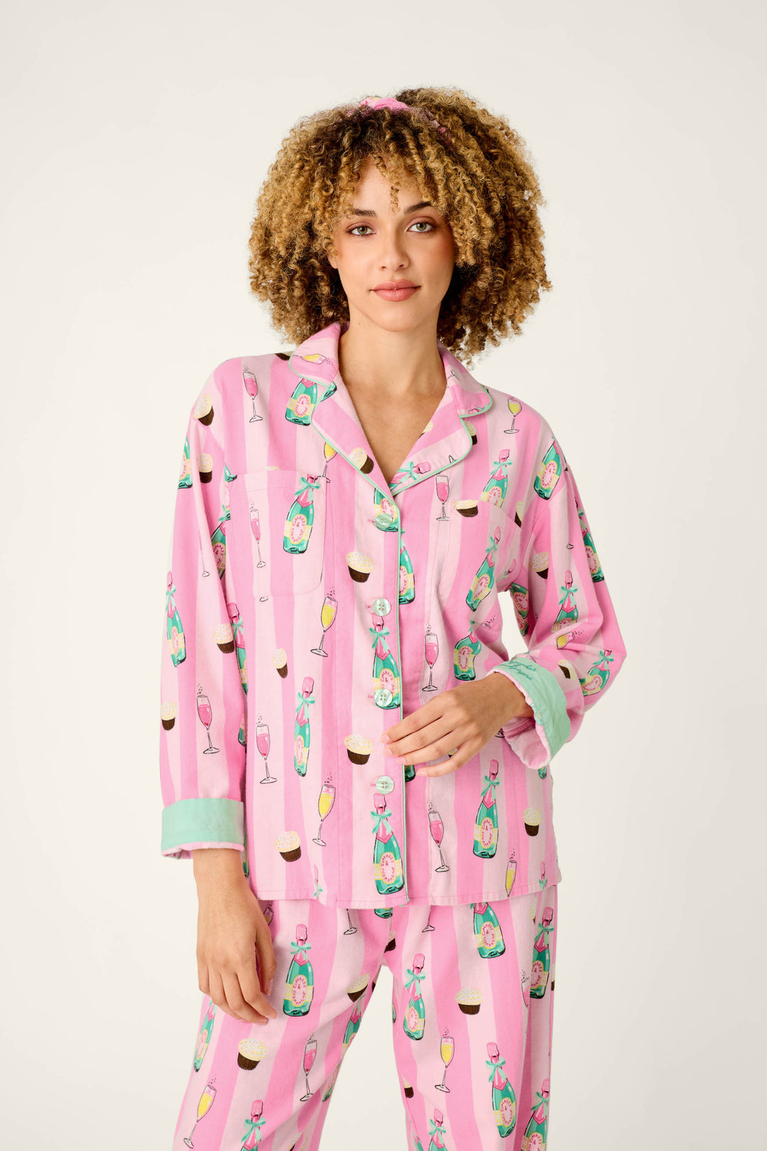Cupcakes & Champagne Flannel 3-Piece PJ Set
