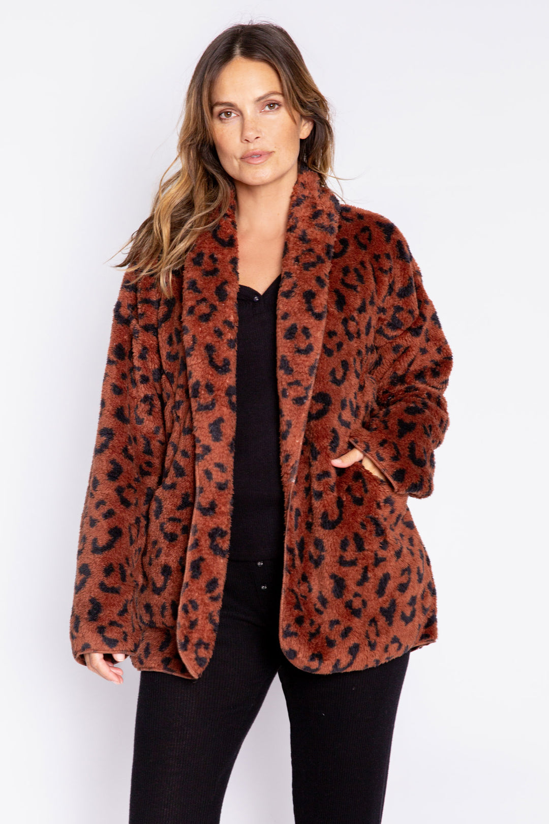Leopard Print Cozy Shearling Jacket - Jackets - P.J. Salvage