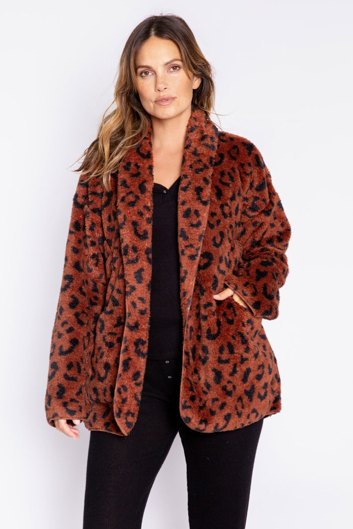 Leopard Print Cozy Shearling Jacket - Jackets - P.J. Salvage